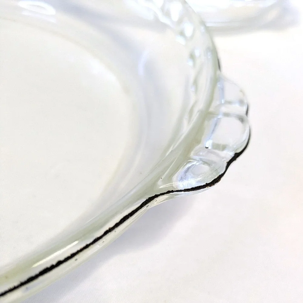 Vintage Pyrex Clear Glass Pie Plate Set 228 8.5in and 229 10in Scalloped Edge